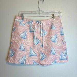 Vineyard Vines Cargo Pocket Mini Skirt Shep & Ian Size 2 Pink with Sailboats